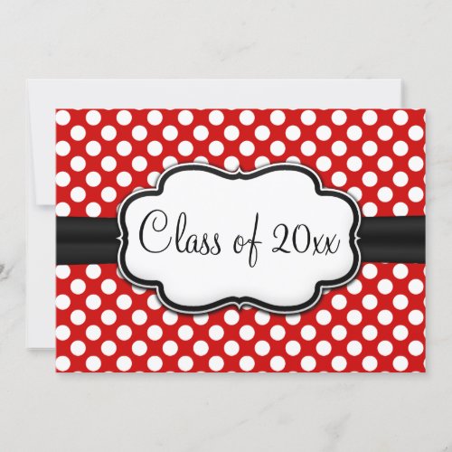 Posh Red Polka Dot Graduation Invitation