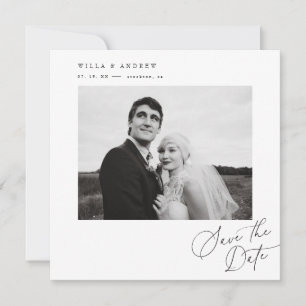 Posh Square Save The Date Photo Minimal Card 