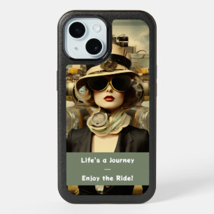 Posh Steampunk Lady Traveling iPhone 15 Case
