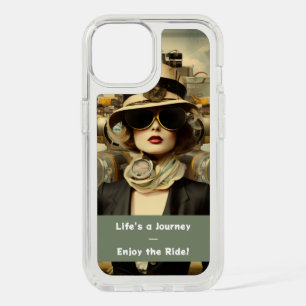 Posh Steampunk Lady Traveling iPhone 15 Case