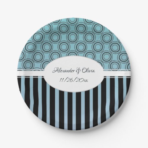 Posh Teal and Blue Bridal Shower Paper Plate