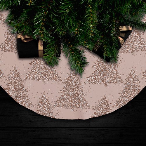 Posh Tree Pattern  Glam Rose Gold Blush Christmas Brushed Polyester Tree Skirt