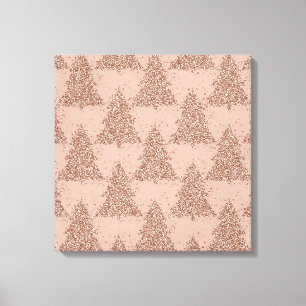 Posh Tree Pattern Glam Rose Gold Blush Christmas Canvas Print