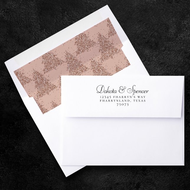 Posh Tree Pattern | Glam Rose Gold Blush Christmas Envelope Liner (Creator Uploaded)