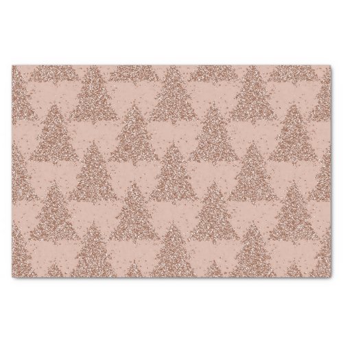 Posh Tree Pattern  Glam Rose Gold Blush Christmas Tissue Paper