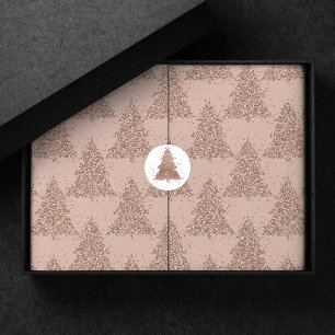 Posh Tree Pattern Glam Rose Gold Blush Christmas Tissue Paper