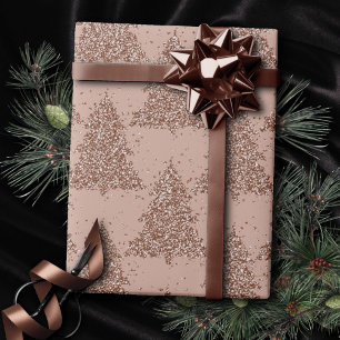 Posh Tree Pattern Glam Rose Gold Blush Christmas Wrapping Paper