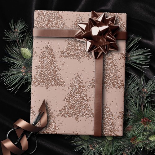 Posh Tree Pattern  Glam Rose Gold Blush Christmas Wrapping Paper