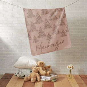 Posh Tree Pattern Glam Rose Gold Blush Custom Baby Blanket