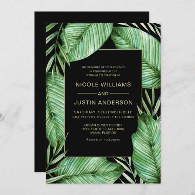 Posh Tropical Vibe Wedding Invitation (Front/Back)