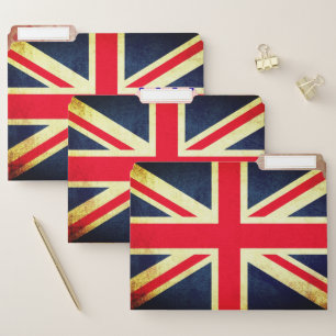 Posh UK Flag Vintage Union Jack File Folder Set