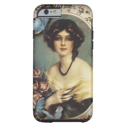 Posh Vintage Butterfly Paris Lady Fashion Tough iPhone 6 Case
