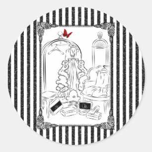 Posh Wardrobe Striped Room Classic Round Sticker