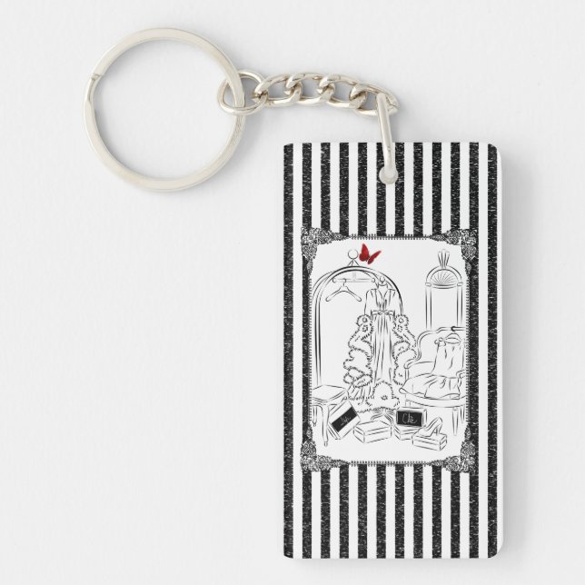 Posh Wardrobe Striped Room Keychain (Front)