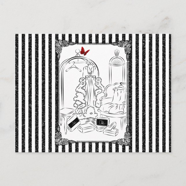 Posh Wardrobe Striped Room Postcard (Front)