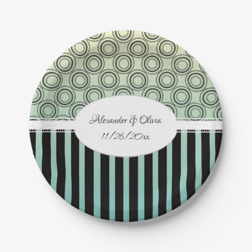 Posh Yellow and Teal Bridal Shower Paper Plate