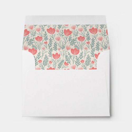 Posies Pattern Pink Green Floral Chic Custom Envelope