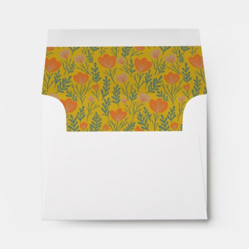 Posies Pattern Pink Green Gold Floral Chic Custom Envelope
