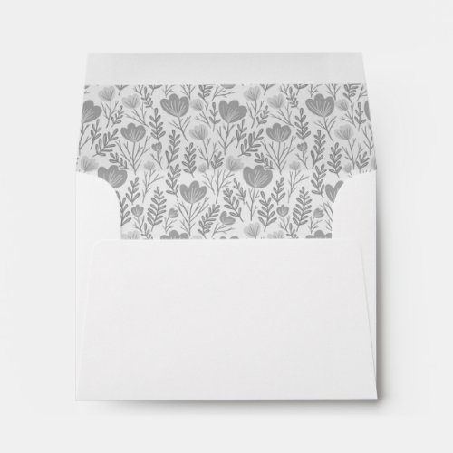 Posies Pattern Soft Gray Floral Chic Custom Envelope