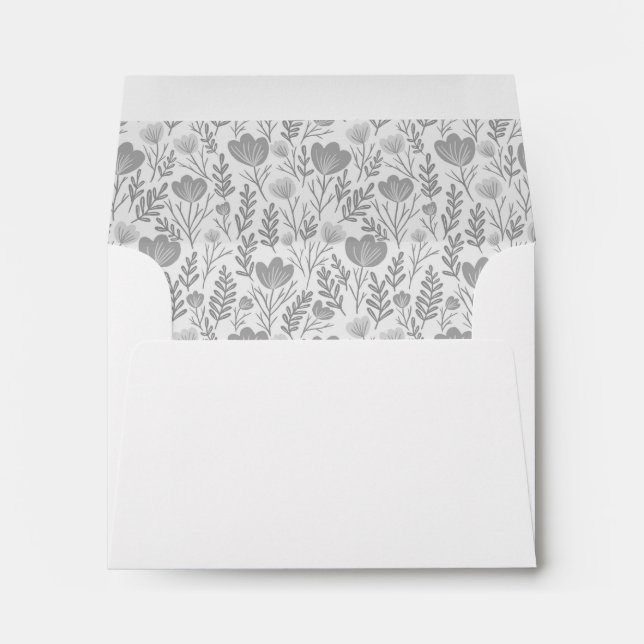 Posies Pattern Soft Gray Floral Chic Custom Envelope (Back (Bottom))