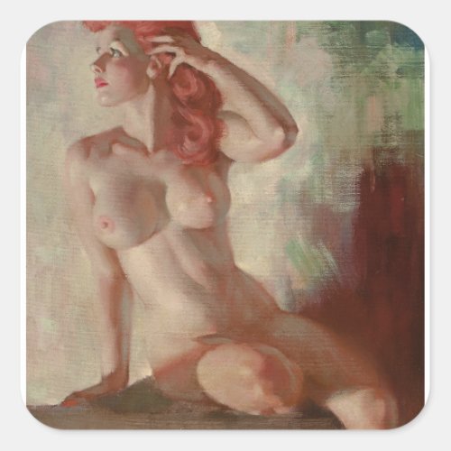 Posing 1 Pin Up Art Square Sticker