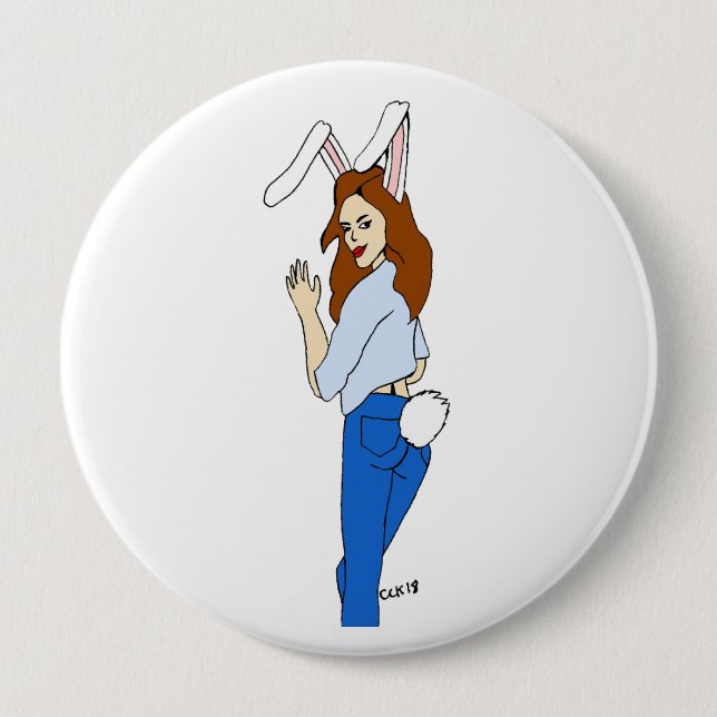 posing bunnygirl button (Front)