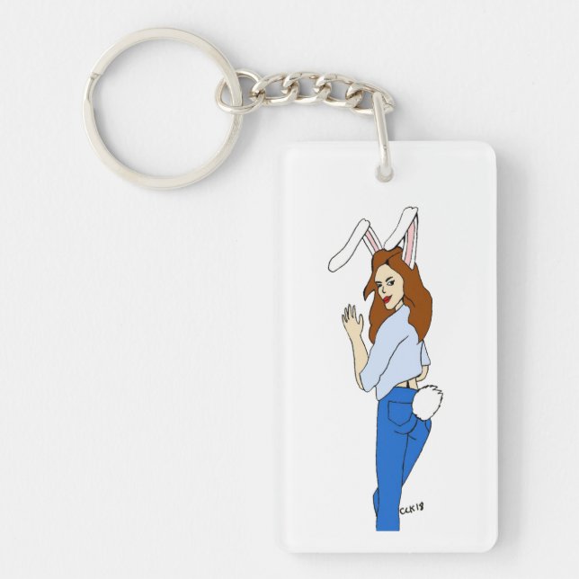 posing bunnygirl keychain (Front)