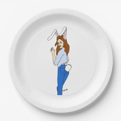 posing bunnygirl paper plates