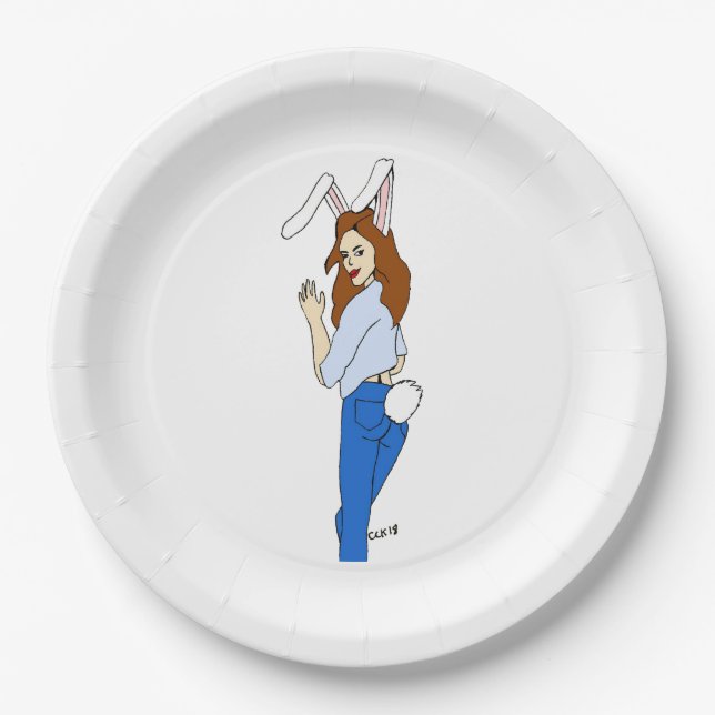 posing bunnygirl paper plates (Front)