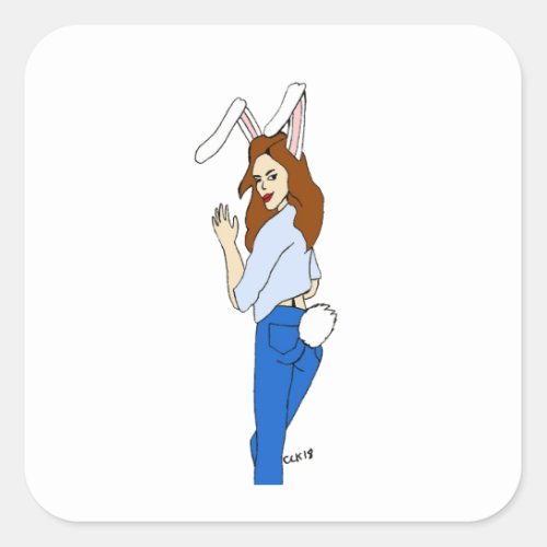 posing bunnygirl square sticker