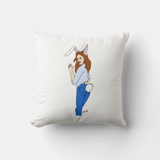 posing bunnygirl throw pillow (Front)