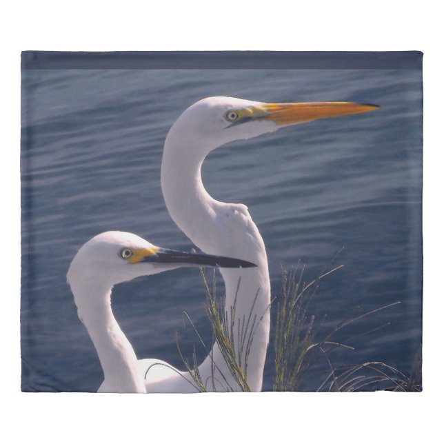 Posing Egrets Duvet Cover (Front)