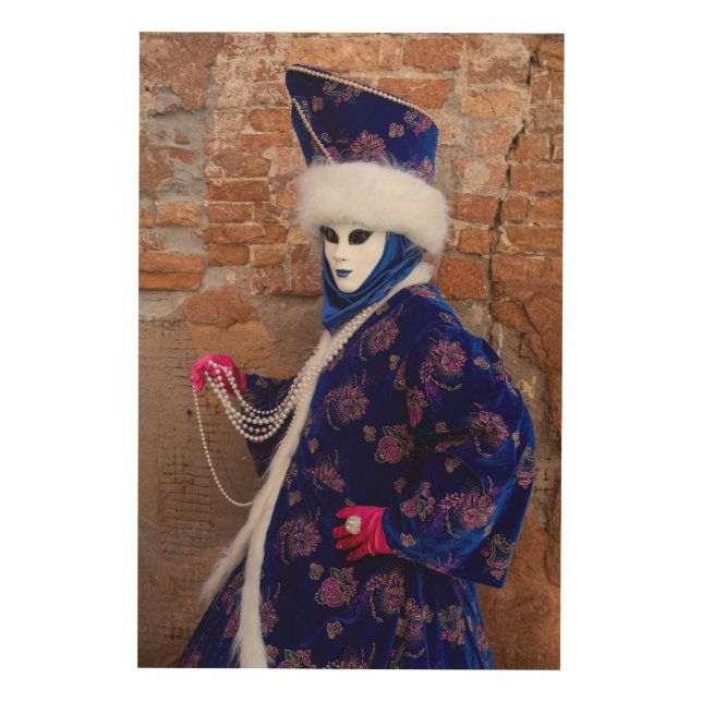 Posing In Carnival Costume, Venice Wood Wall Decor (Front)