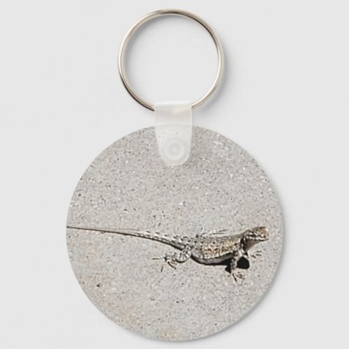 Posing Lizard on A Gray Cement Sidewalk Photo Keychain