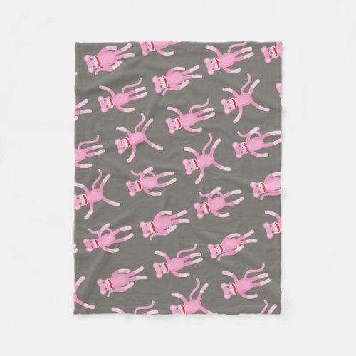 Posing Pink Sock Monkeys Fleece Blanket