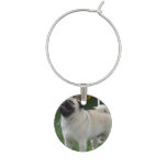 Posing Pug Wine Glass Charm