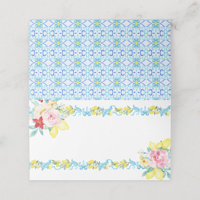 Positano Amalfi Mediterranean Wedding Place Card (Outside Unfolded)