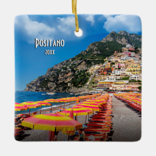 Positano Amalfi Travel Photo 2-sided Christmas Ceramic Ornament