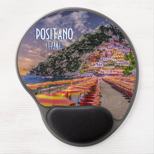 Positano Beach Italy Cliff Homes Amalfi Sunset Gel Mouse Pad (Front)