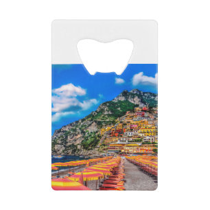 Positano Beach Italy Cliff Homes Amalfi Travel Credit Card Bottle Opener