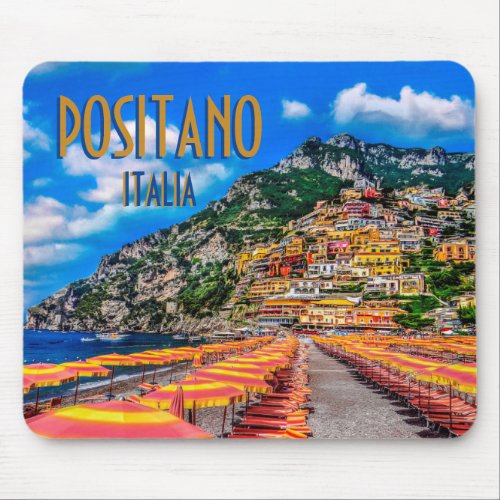 Positano Beach Italy Cliff Homes Amalfi Travel Mouse Pad