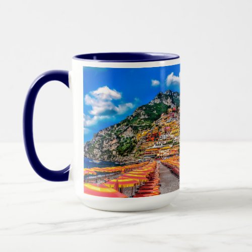 Positano Beach Italy Cliff Homes Amalfi Travel Mug