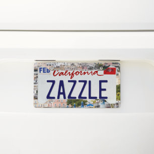 Positano Beach Umbrellas Dream #1 #travel #wall  License Plate Frame