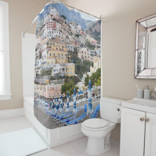 Positano Beach Umbrellas Dream 1 travel wall  Shower Curtain