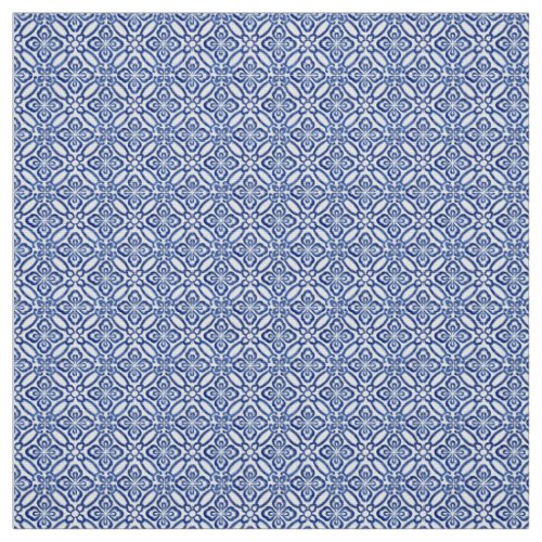 Positano Blue And White Vintage Italian Tile Print Fabric