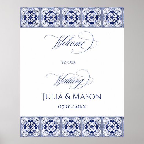 Positano  Elegant Wedding Tile Welcome Sign