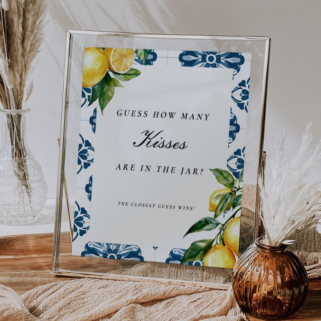 Positano Guess How Many Kisses Bridal Shower Sign (Creator Uploaded)