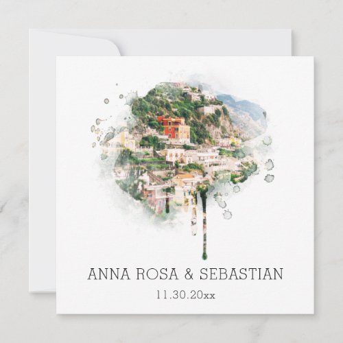 *~* POSITANO Italian AR20 RSVP QR Wedding Invitation