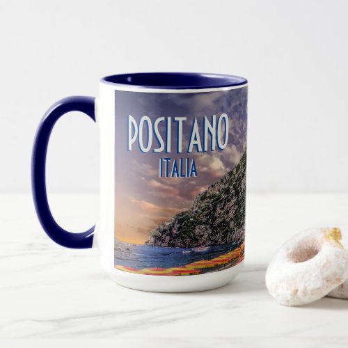 Positano Italy Amalfi Coast Sunset Vintage Travel  Mug