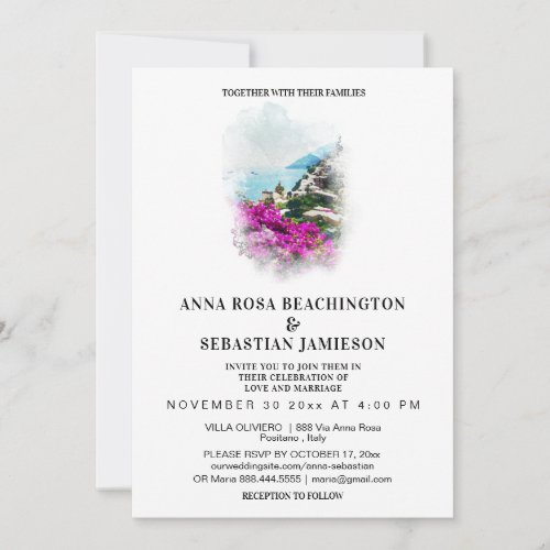 *~* POSITANO Italy AR20 PHOTO RSVP Wedding Invitation